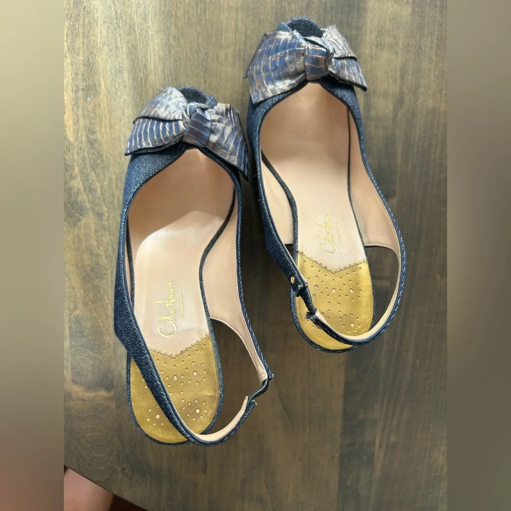 🎀🎀Cole Haan Navy Peep Toe Heels with Bow NIKE AIR